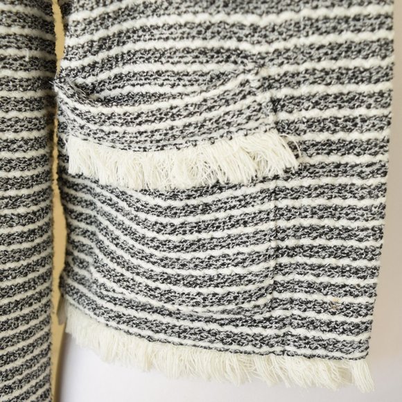 CLUB MONACO Tweed Stripe Fringe Crop Blazer - Picture 4 of 8